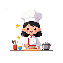 卡通厨师烹饪插画
