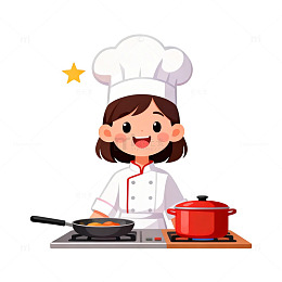 卡通厨师烹饪插画
