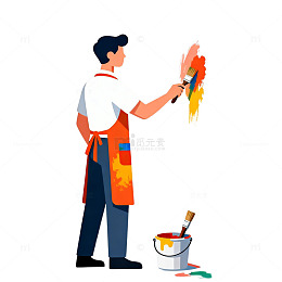 绘画工人卡通形象设计素材