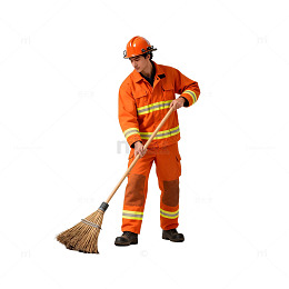 消防员清扫工作场景