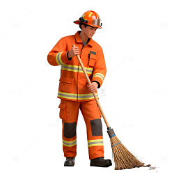 消防员清扫工作场景模型