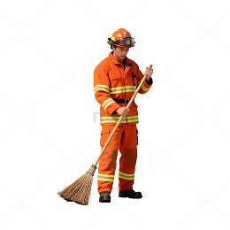 消防员清洁工作照