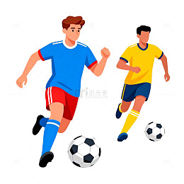 卡通足球比赛运动员插画