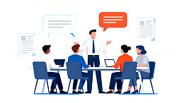 商务会议讨论矢量插画