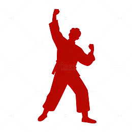 红色剪影人物动作图案