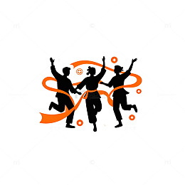 活力舞蹈剪影标志设计