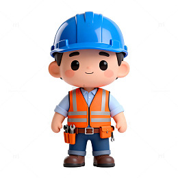 卡通建筑工人3D模型素材
