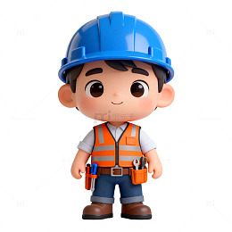 【标题】卡通建筑工人形象3D模型
