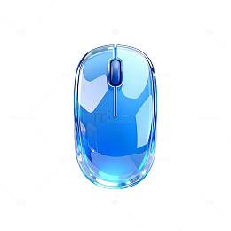 蓝色透明鼠标设计素材