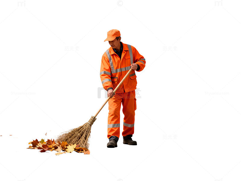 冬日清扫工人橙色工作服