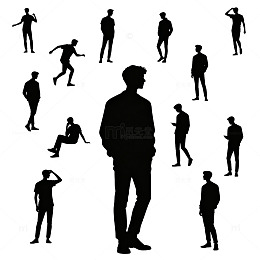 黑色剪影人物姿势设计素材