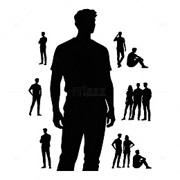 剪影人物姿势矢量素材