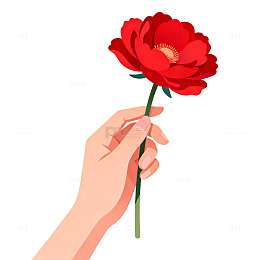 简约风格红色花朵插画