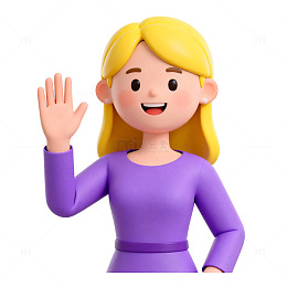 卡通女性挥手形象设计素材