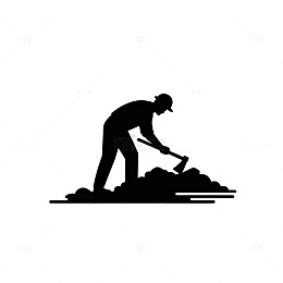 黑白色调耕作人物剪影图