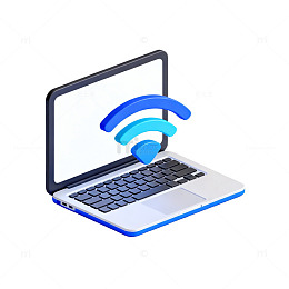 科技感Wi-Fi笔记本插画