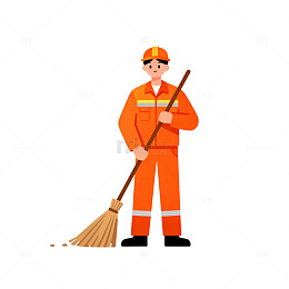 简约卡通清洁工形象设计元素