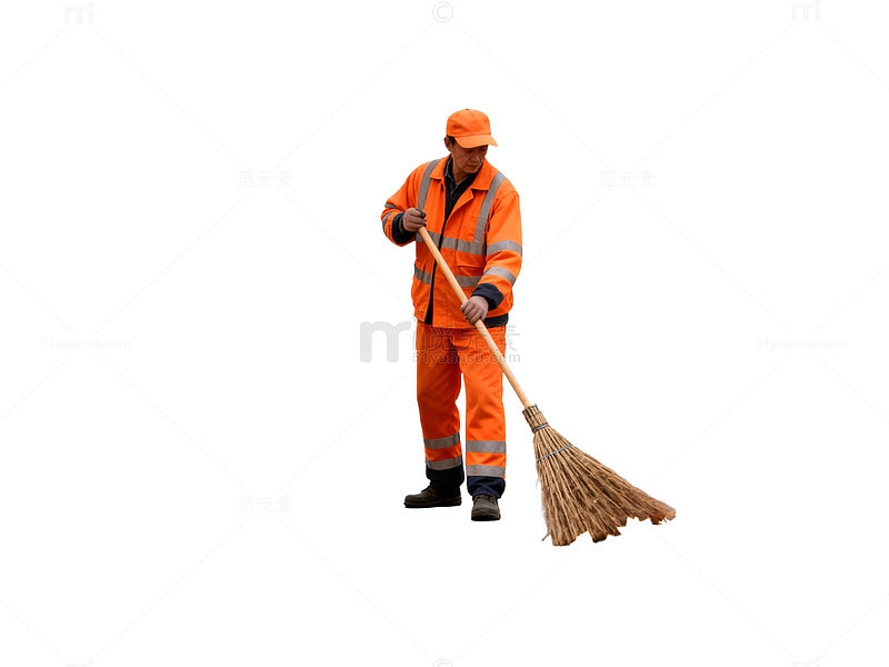 公路清洁工清扫落叶
