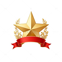 金色五星荣誉徽章设计素材