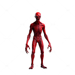 红色怪物三维建模渲染图