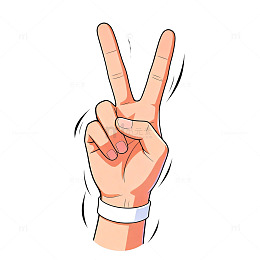 卡通手势胜利插画素材