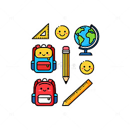 卡通校园文具插画设计元素