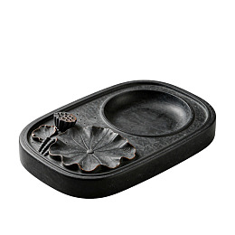 黑色莲花造型茶盘图片