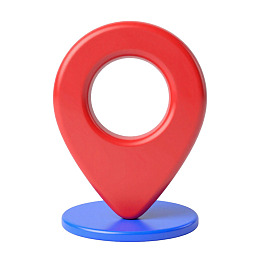红色定位图标置于蓝色底座