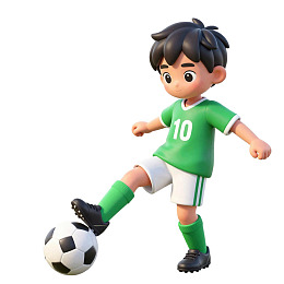 卡通男孩踢足球图片