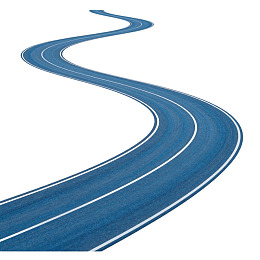 蓝色蜿蜒公路孤立于白色背景