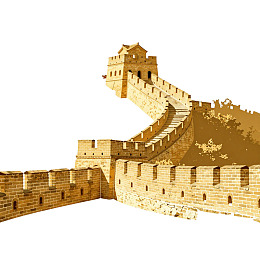 中国长城建筑剪影图片