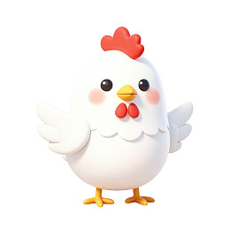 卡通白色小鸡挥手可爱形象