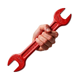 手握红色扳手图片