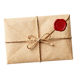 复古风格的信封系着麻绳
