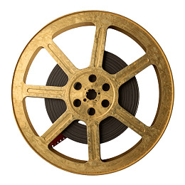 金色胶片卷轴特写图片