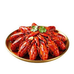 金盘盛放红亮小龙虾图片