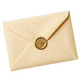 米黄色信封配金色火漆印章