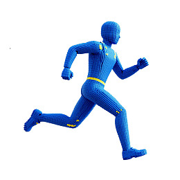 蓝色积木人奔跑造型图片