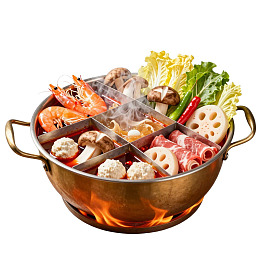 铜锅分格火锅食材丰富多样