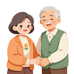 老年夫妇手牵手温馨画面