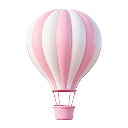 粉色条纹热气球3D渲染图