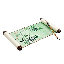 展开的竹子花卉卷轴画