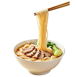 筷子夹起一碗热气腾腾的面条
