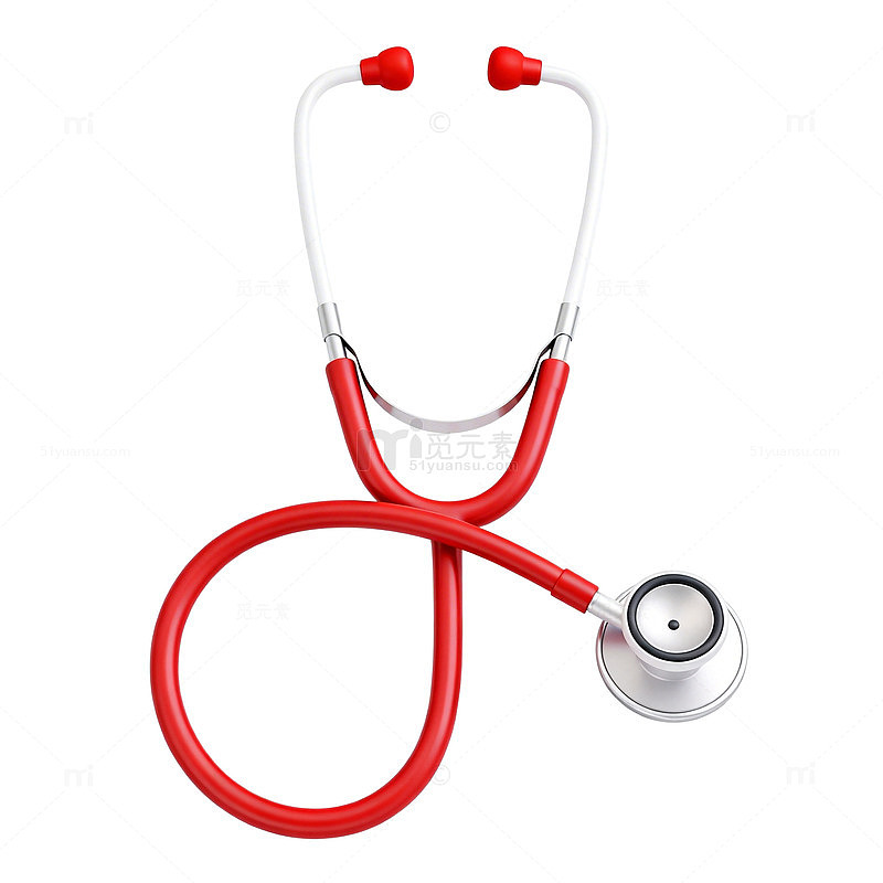 红色听诊器医疗器材矢量图
