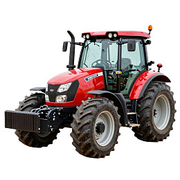 红色农用拖拉机特写展示