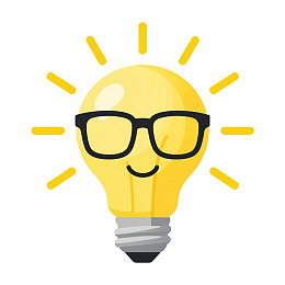 戴眼镜的发光灯泡卡通形象