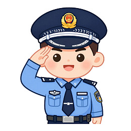 卡通警察敬礼形象图片