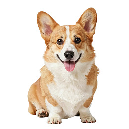 柯基犬微笑坐姿特写图片