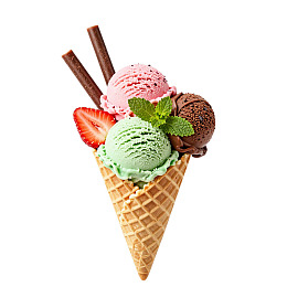 三球冰淇淋甜筒图片