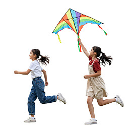 两个女孩放风筝奔跑图片